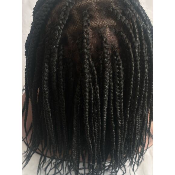 Full Lace Knotless Box Braided Wig color 280 Black w/ Gray - Picture 10 of 14